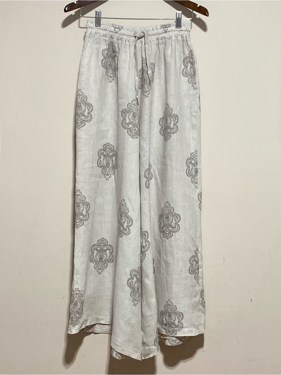 Pants - NWOT Civico 51 Wide Leg 100% Linen Pull-on Pants Printed Novelty Size M